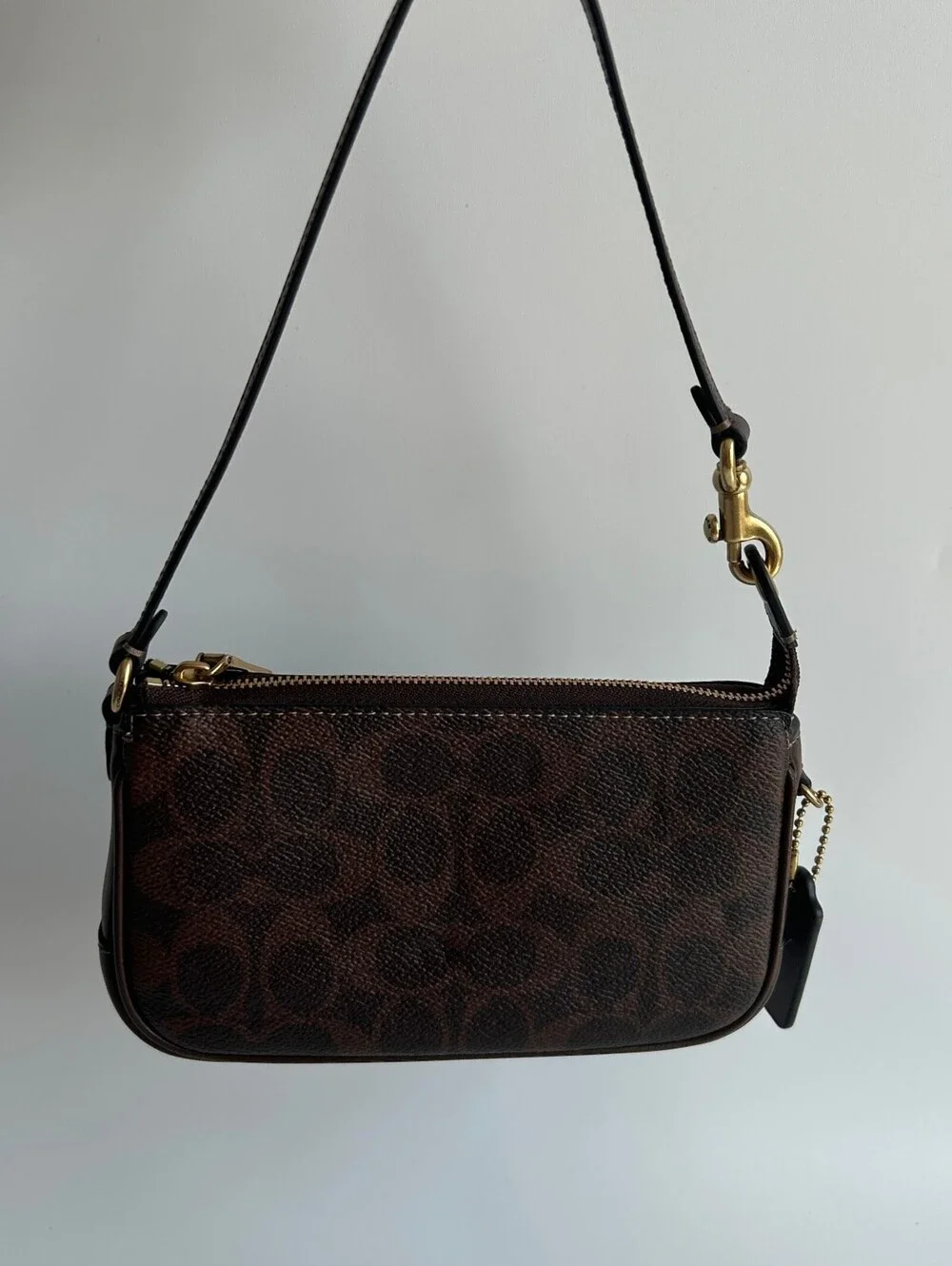 Coach Plaza Bag 18 Signature Brown Mini Shoulder Bag Very Good